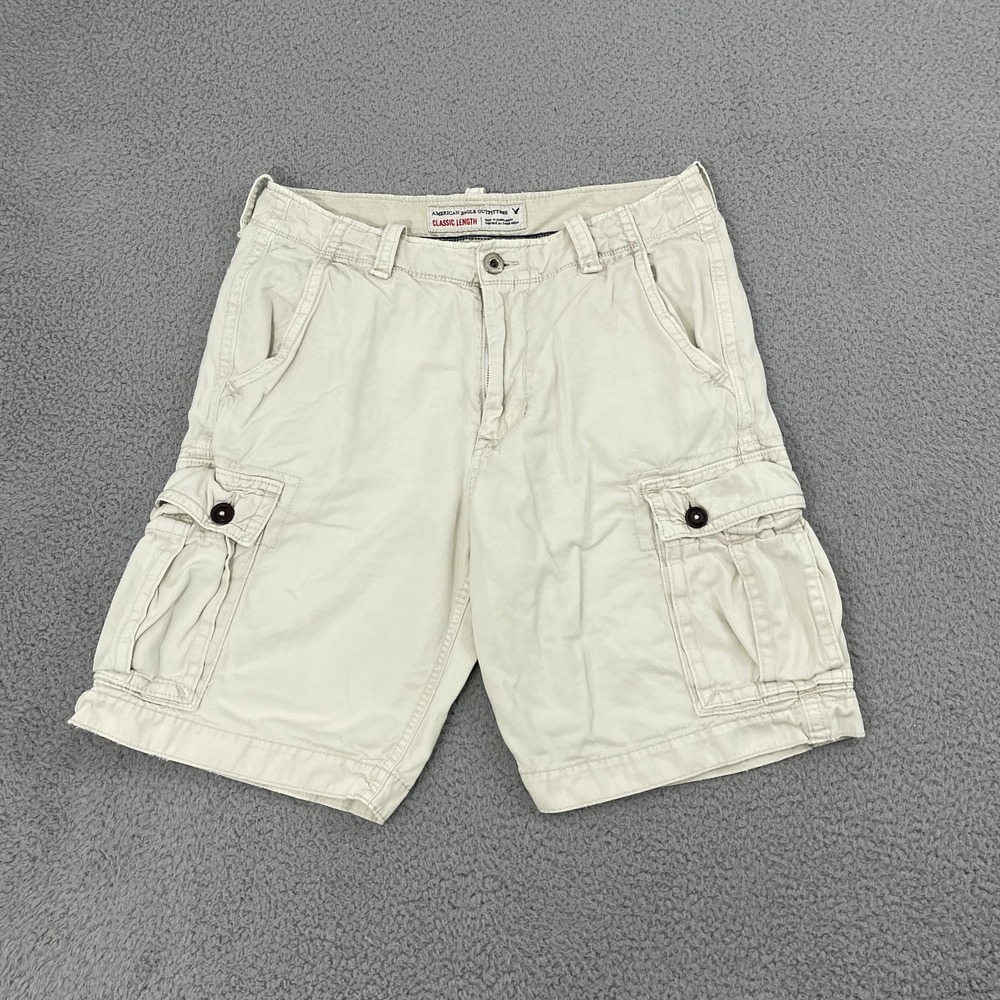 American Eagle Classic Length Cargo Shorts Men 34 Beige Beach Skate Y2K